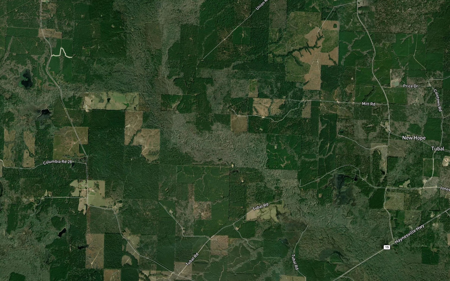 Satellite map of the Clear Creek