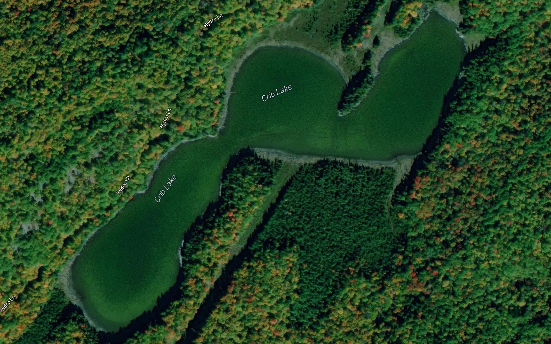 Satellite map of the Crib Lake