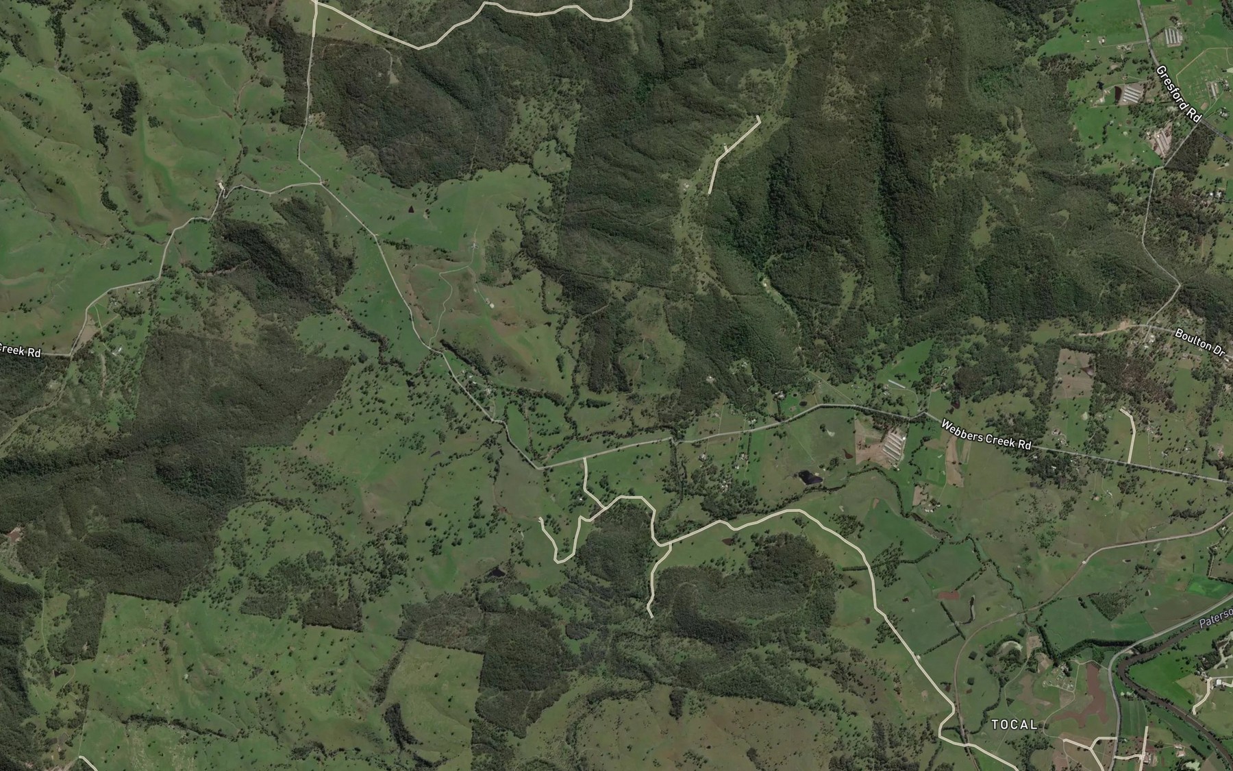 Satellite map of the Cabbage Tree Creek