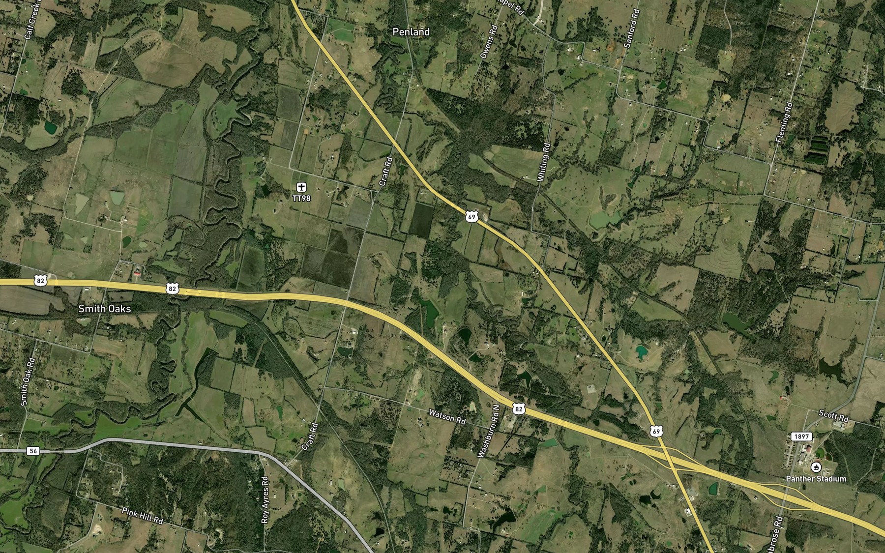 Satellite map of the Soil Conservation Service Site 32 Reservoir