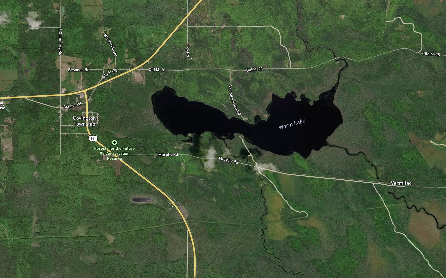 Satellite map of the Murphy River