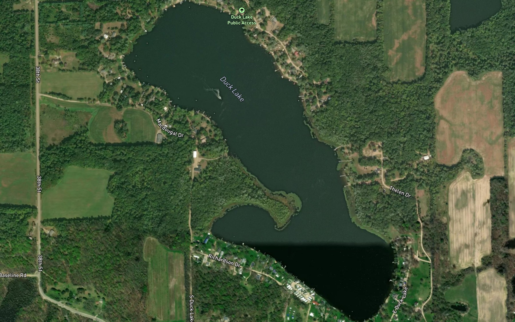 Satellite map of the Duck Lake