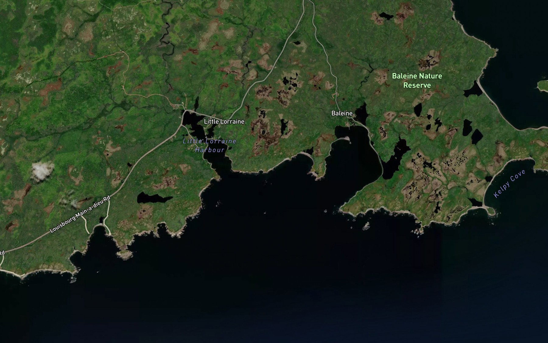 Satellite map of the Broad Cove