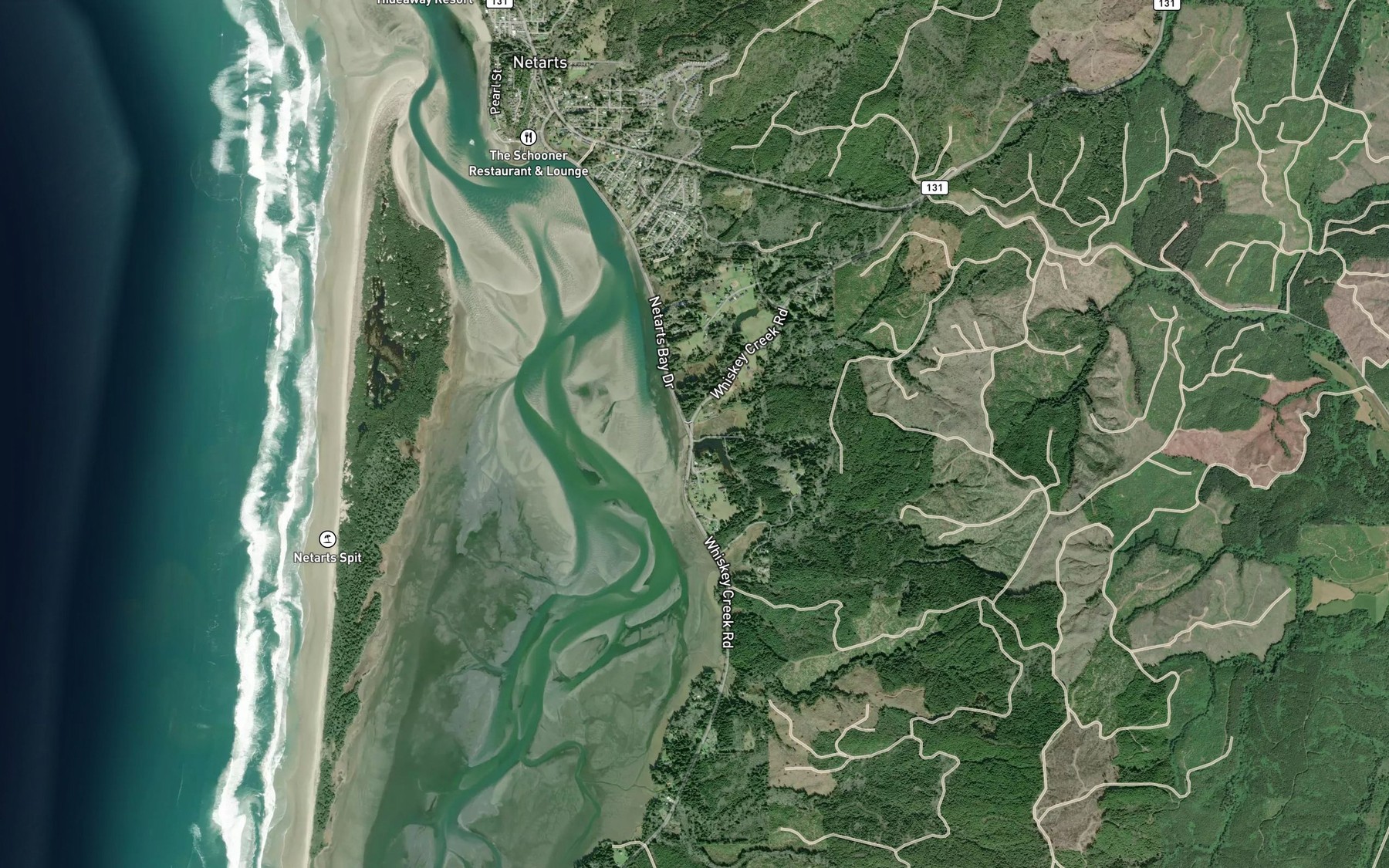 Satellite map of the Yager Creek