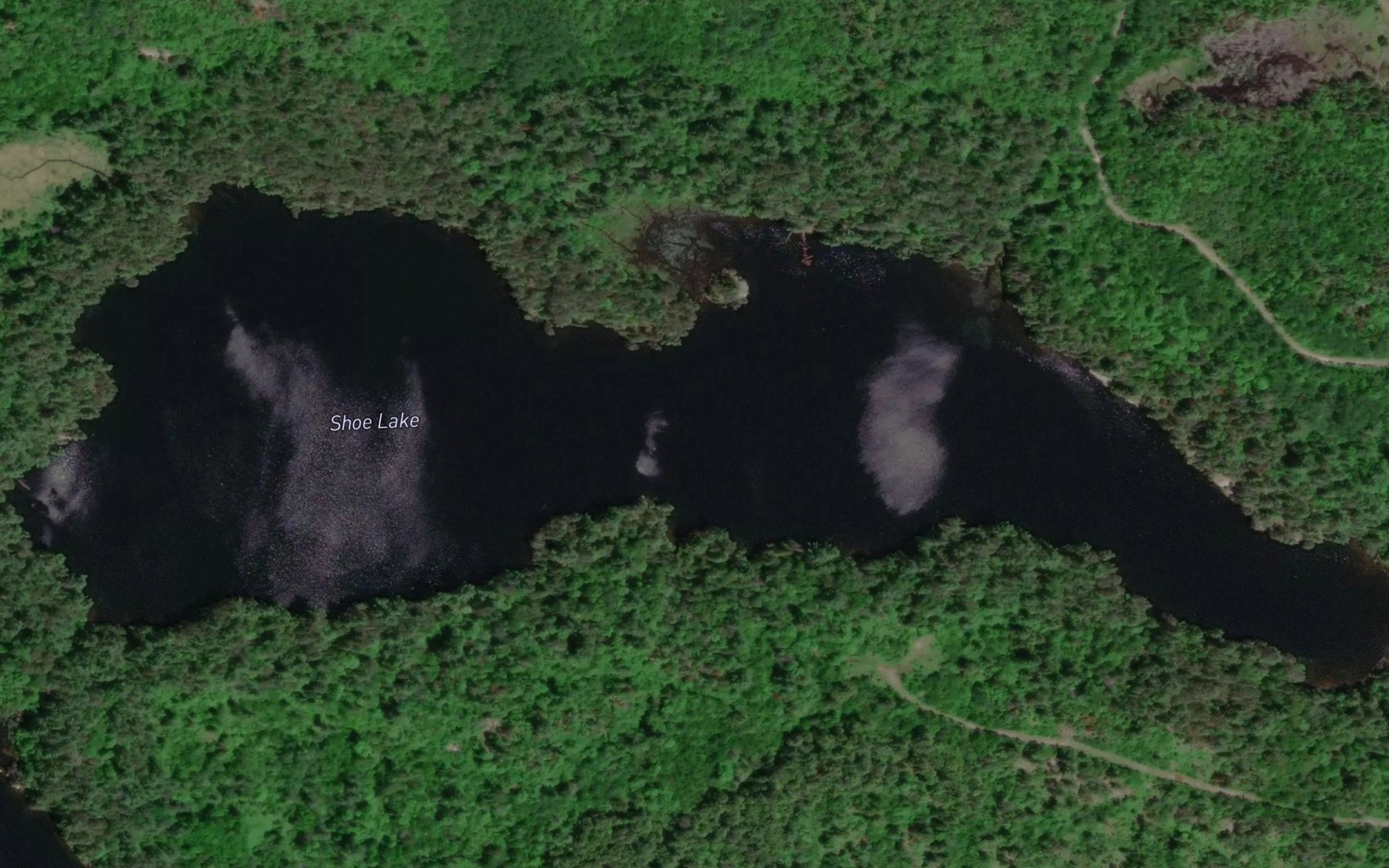 Satellite map of the Shoe Lake
