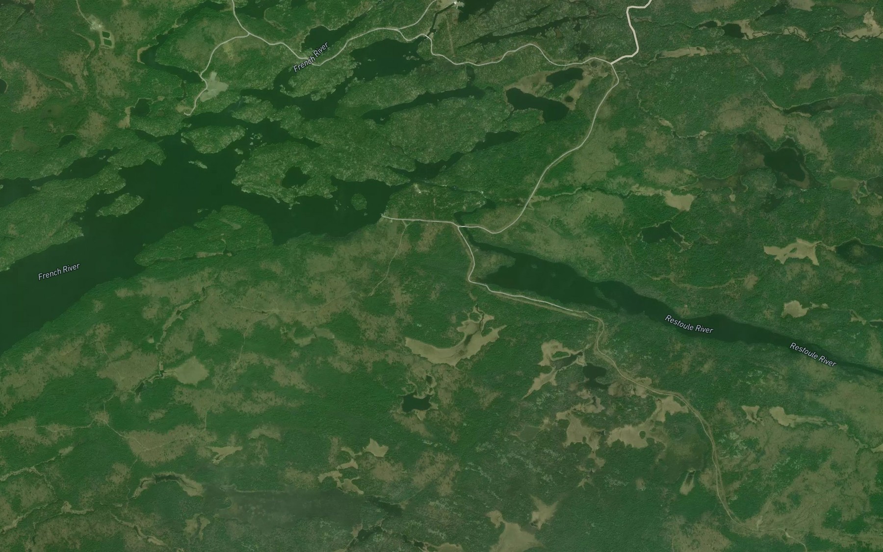 Satellite map of the Restoule River