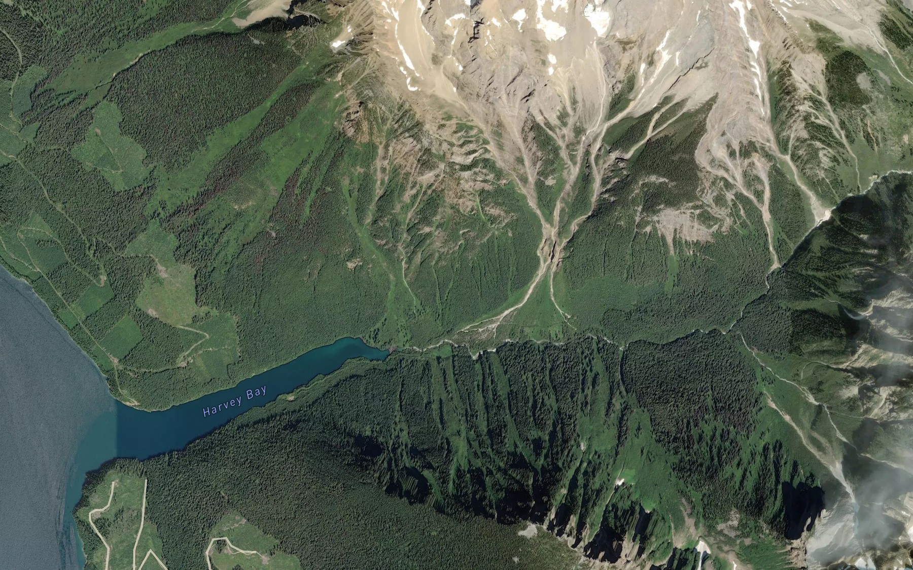Satellite map of the Harvey Creek