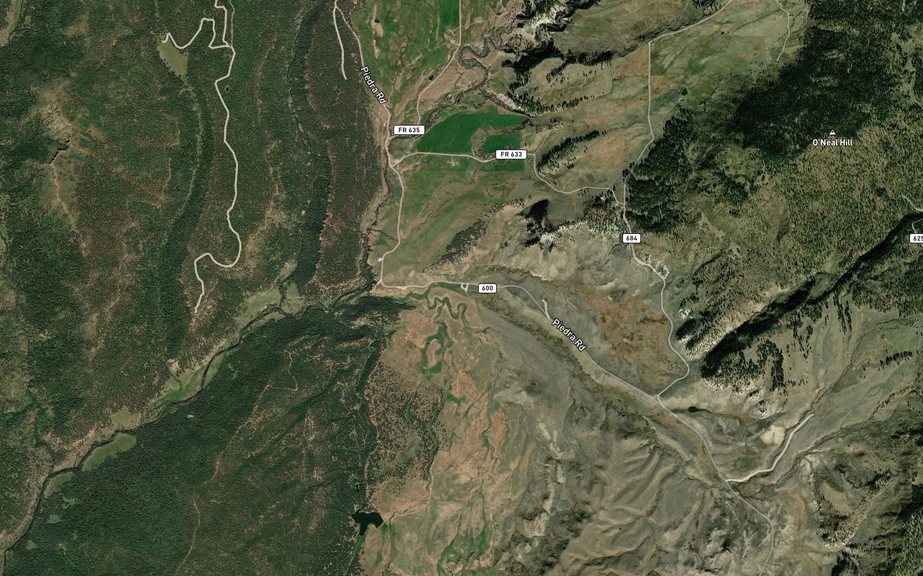 Satellite map of the Gordon Creek