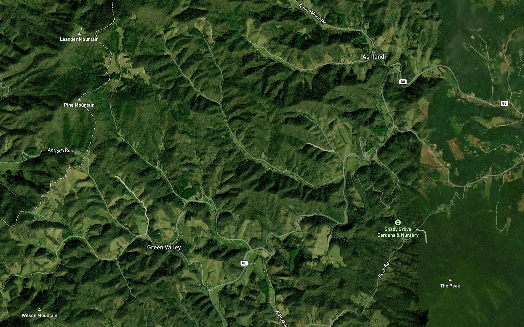 Satellite map of the Monkey Branch