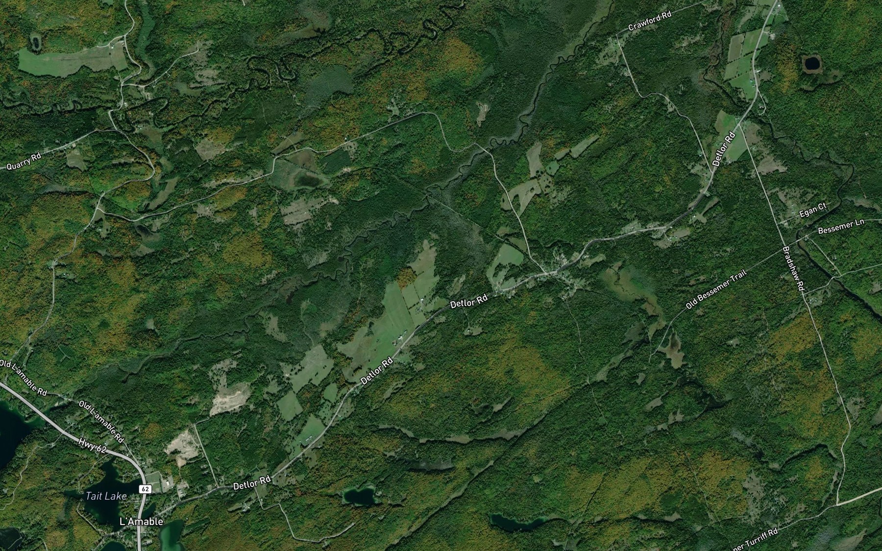 Satellite map of the Kelly Creek
