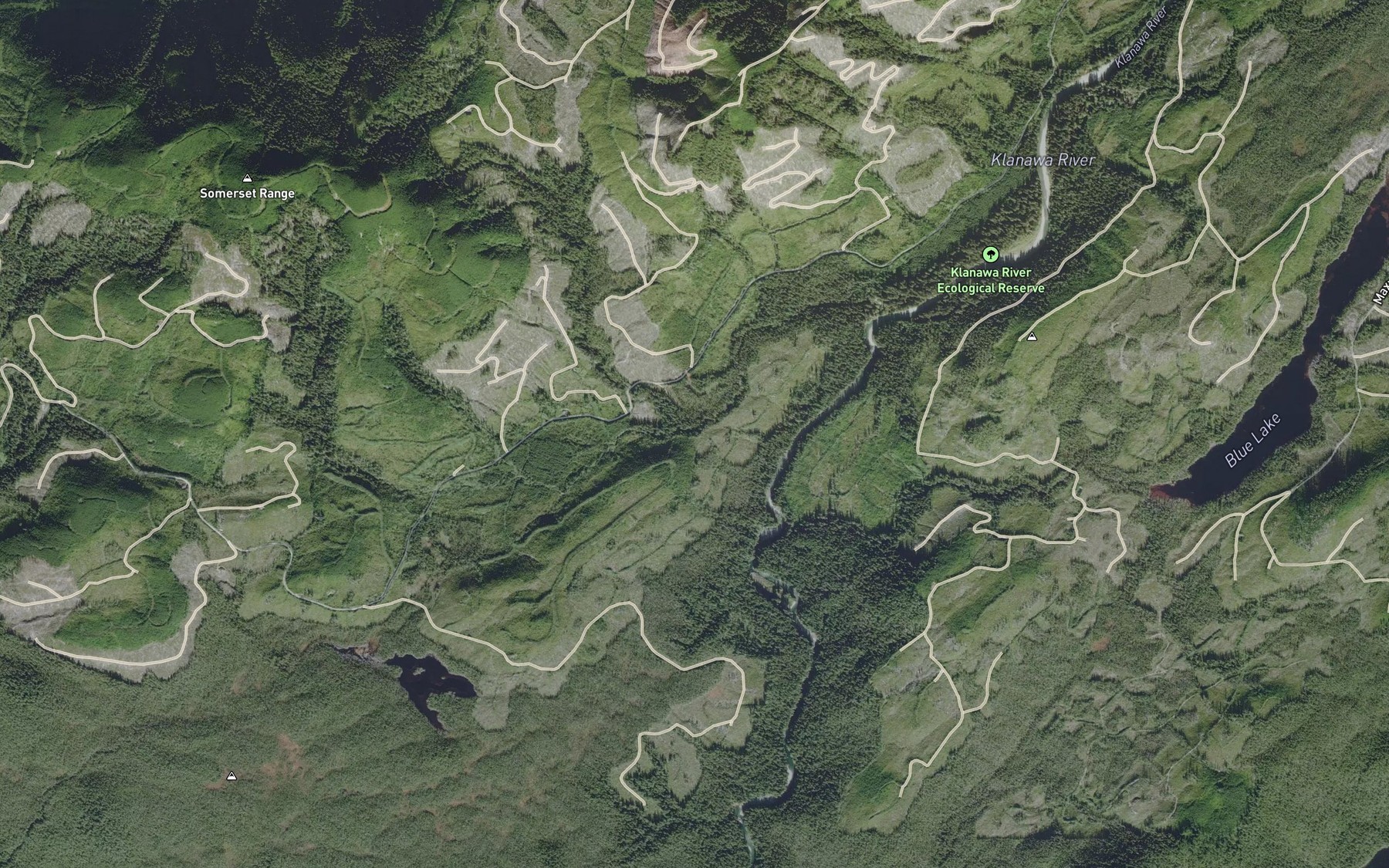 Satellite map of the Blue Creek