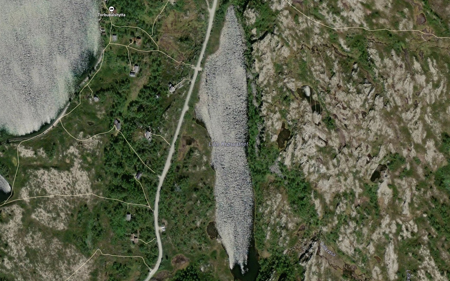 Satellite map of the Krosvatnet,litle