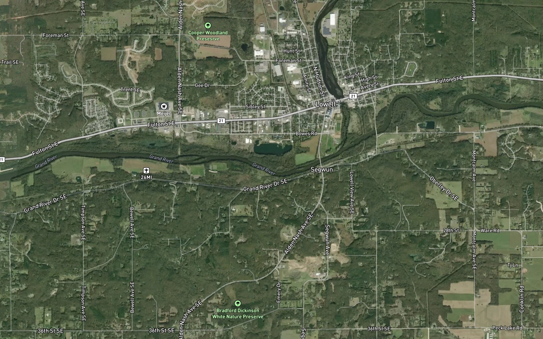 Satellite map of the Lee Creek