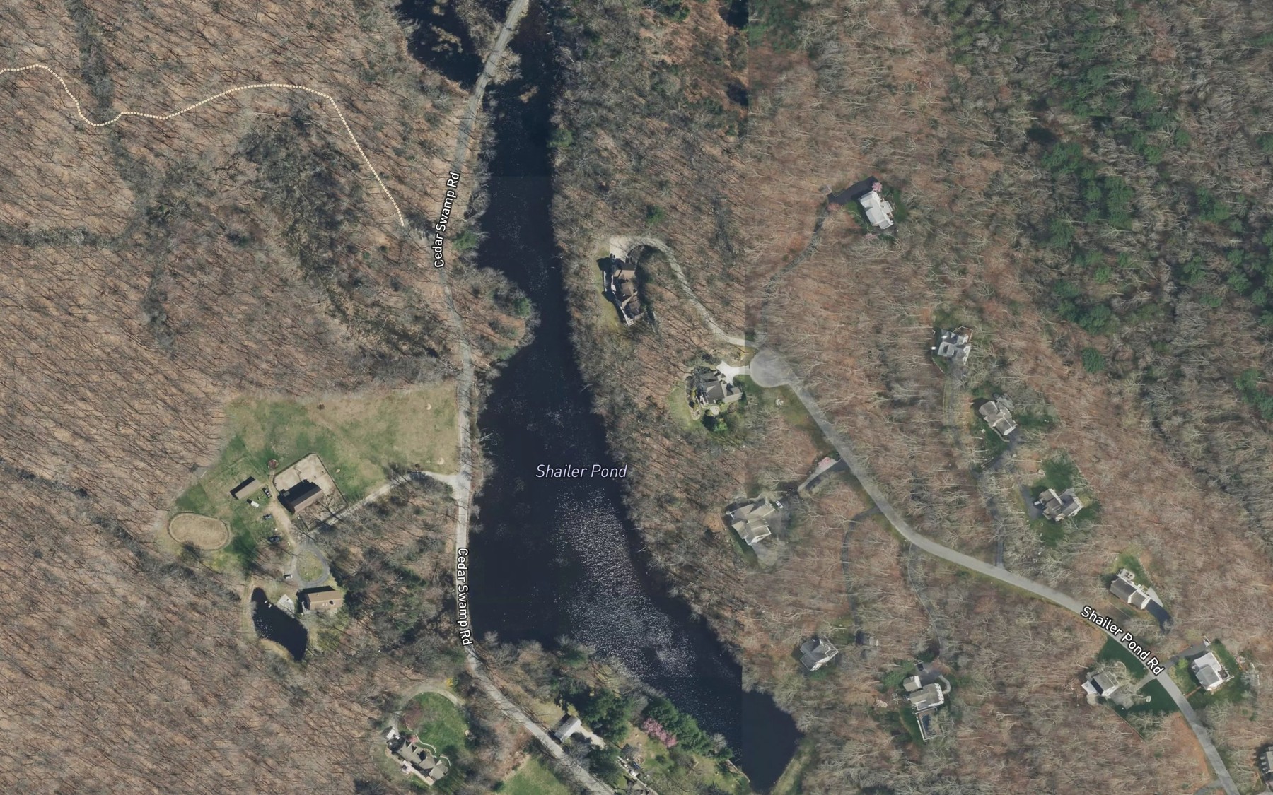Satellite map of the Shailer Pond