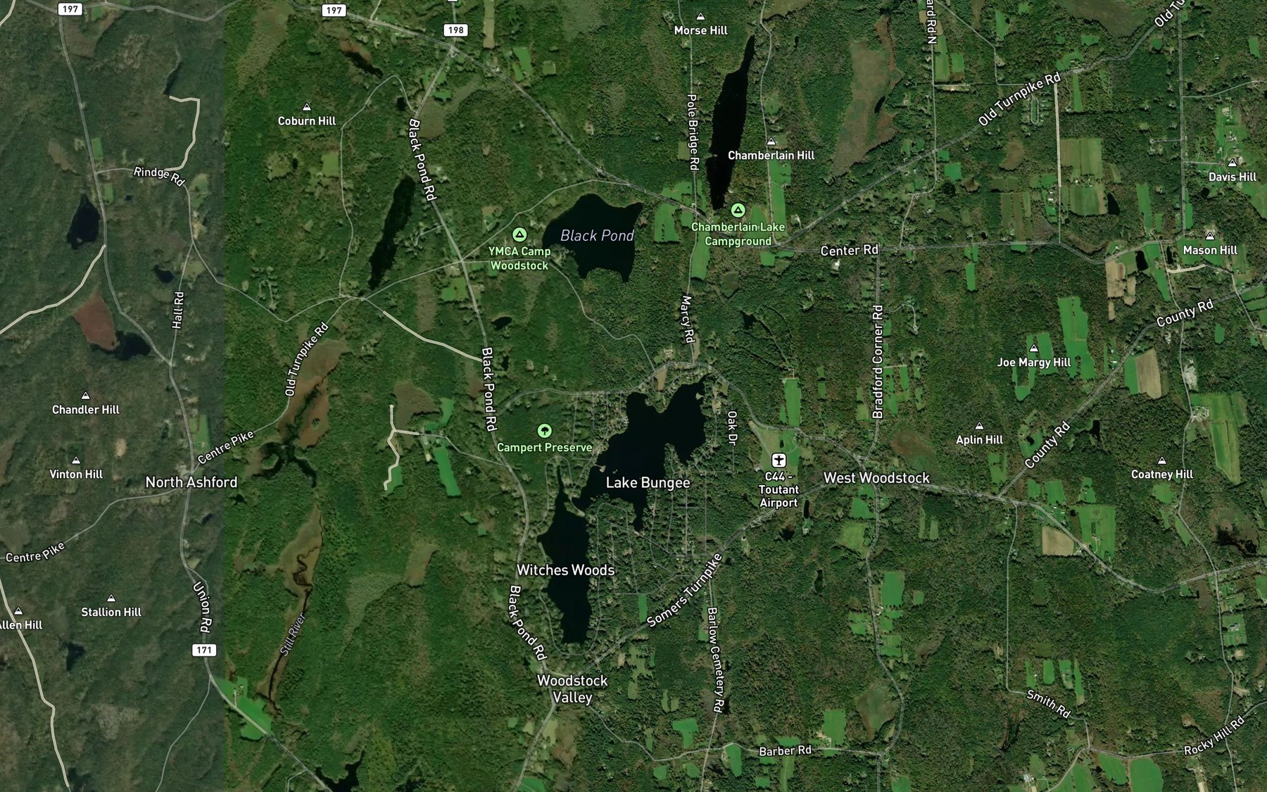 Satellite map of the Black Hall River