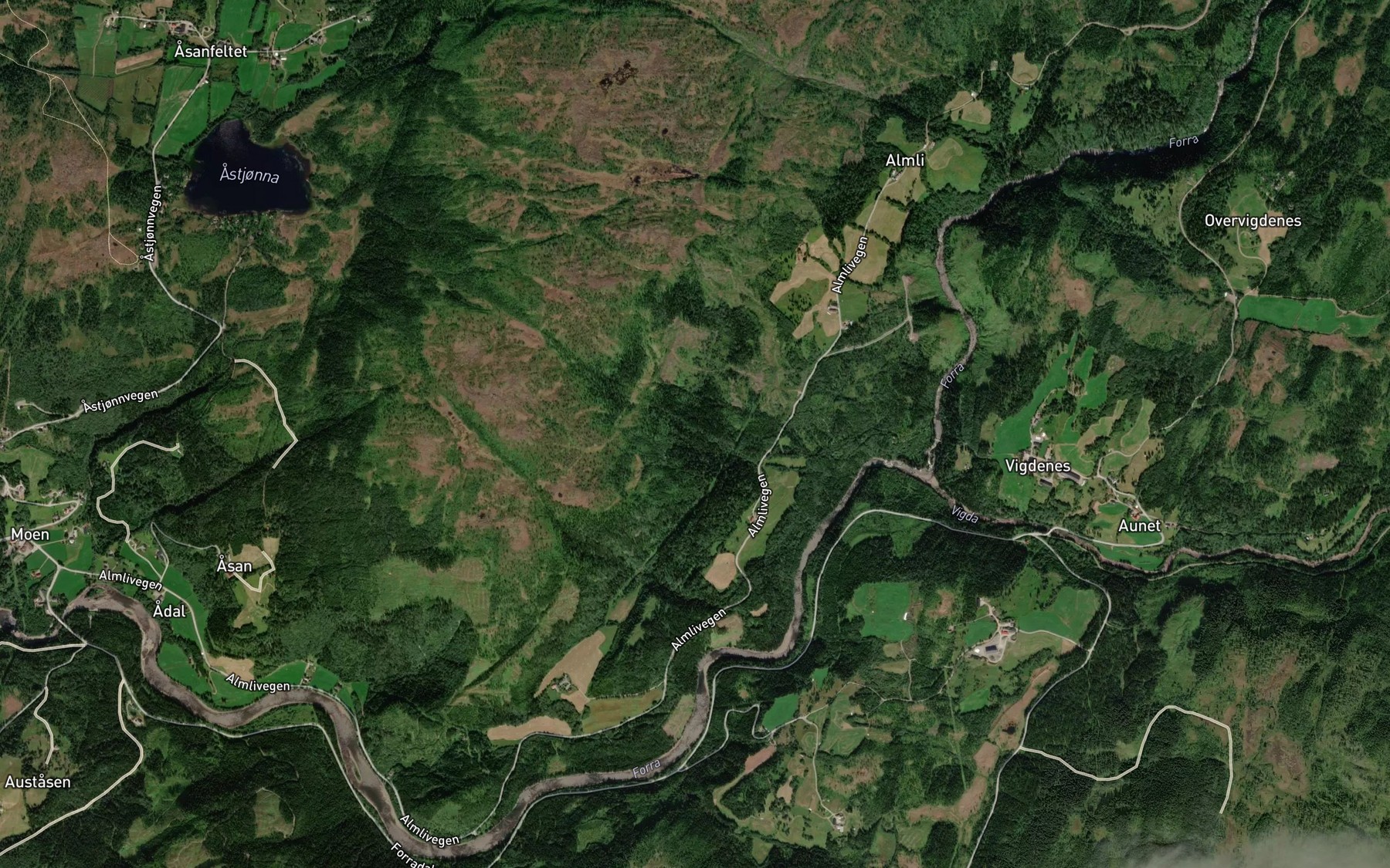 Satellite map of the Skolmlibekken