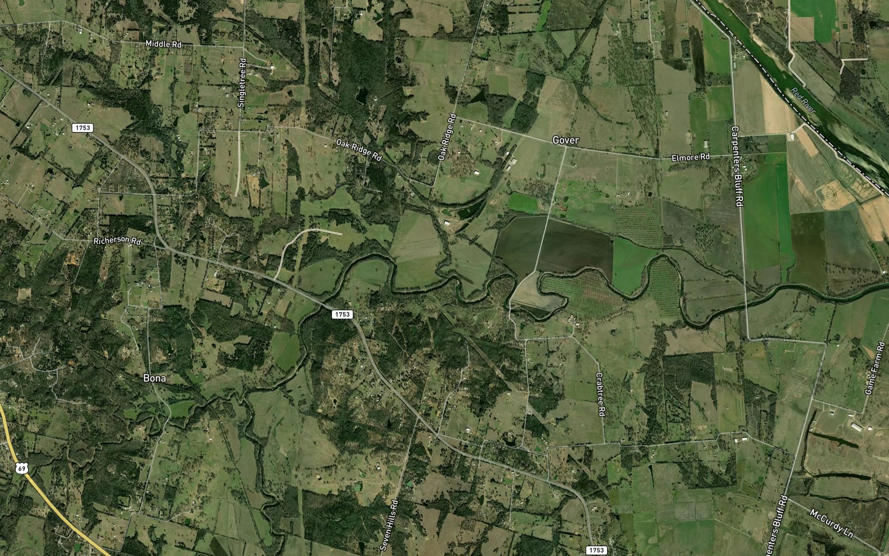 Satellite map of the Smith Creek