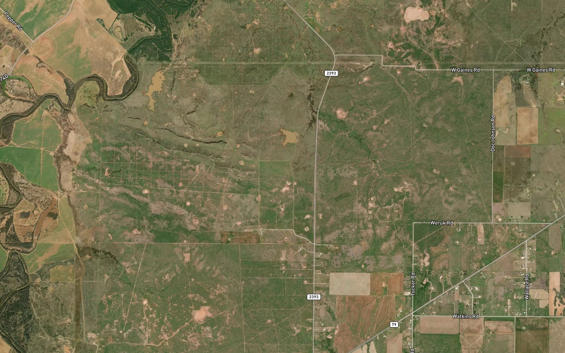 Satellite map of the Bridwell Lake