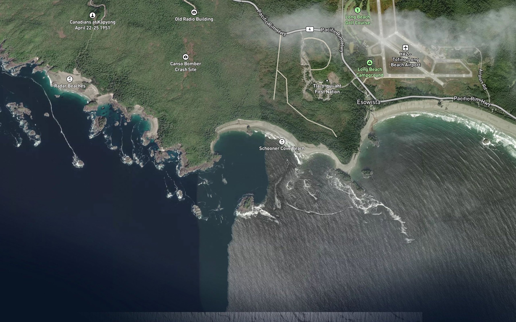 Satellite map of the Schooner Cove