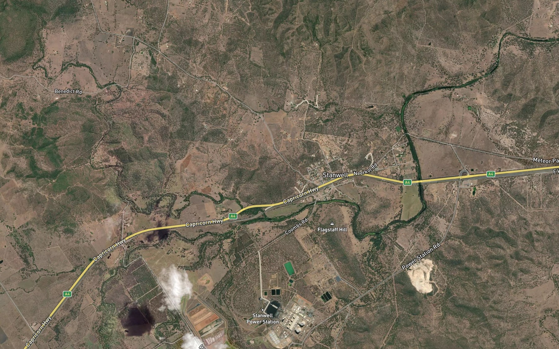 Satellite map of the Stuart Creek