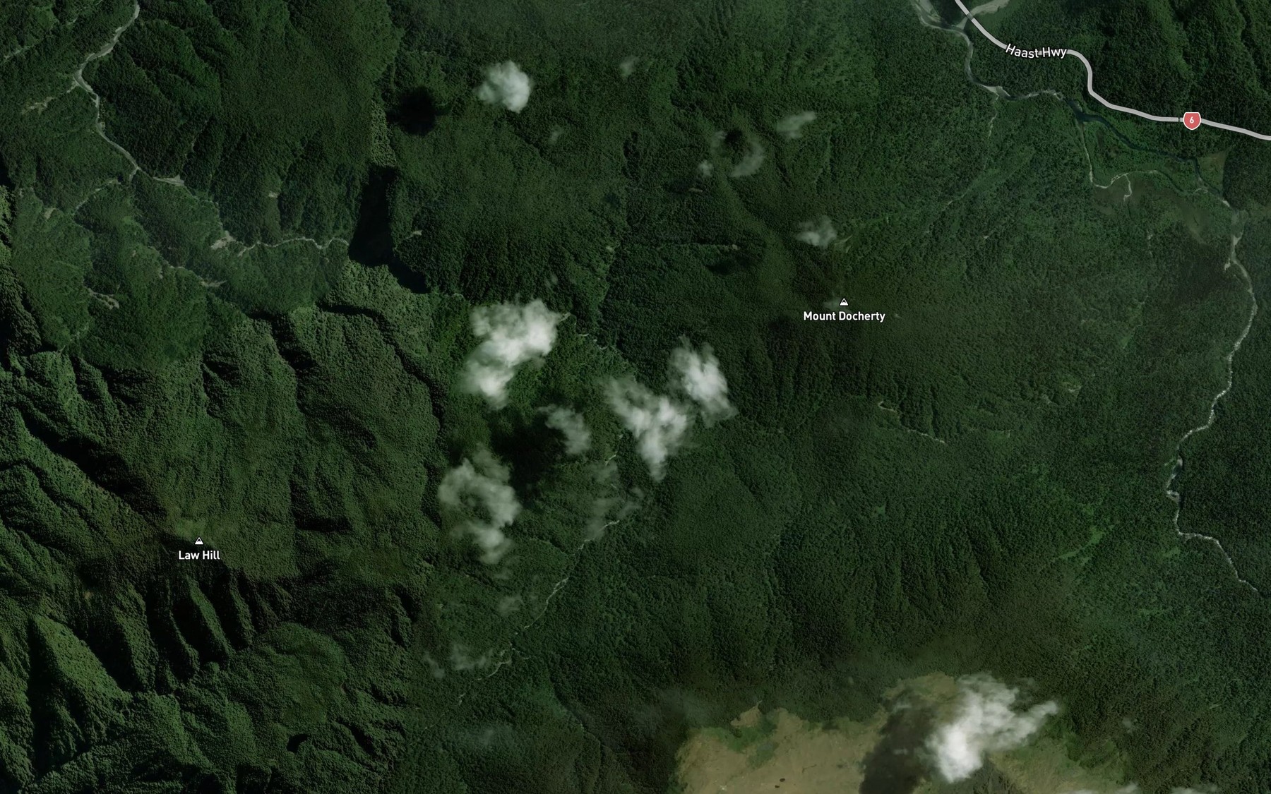Satellite map of the Wrong Creek