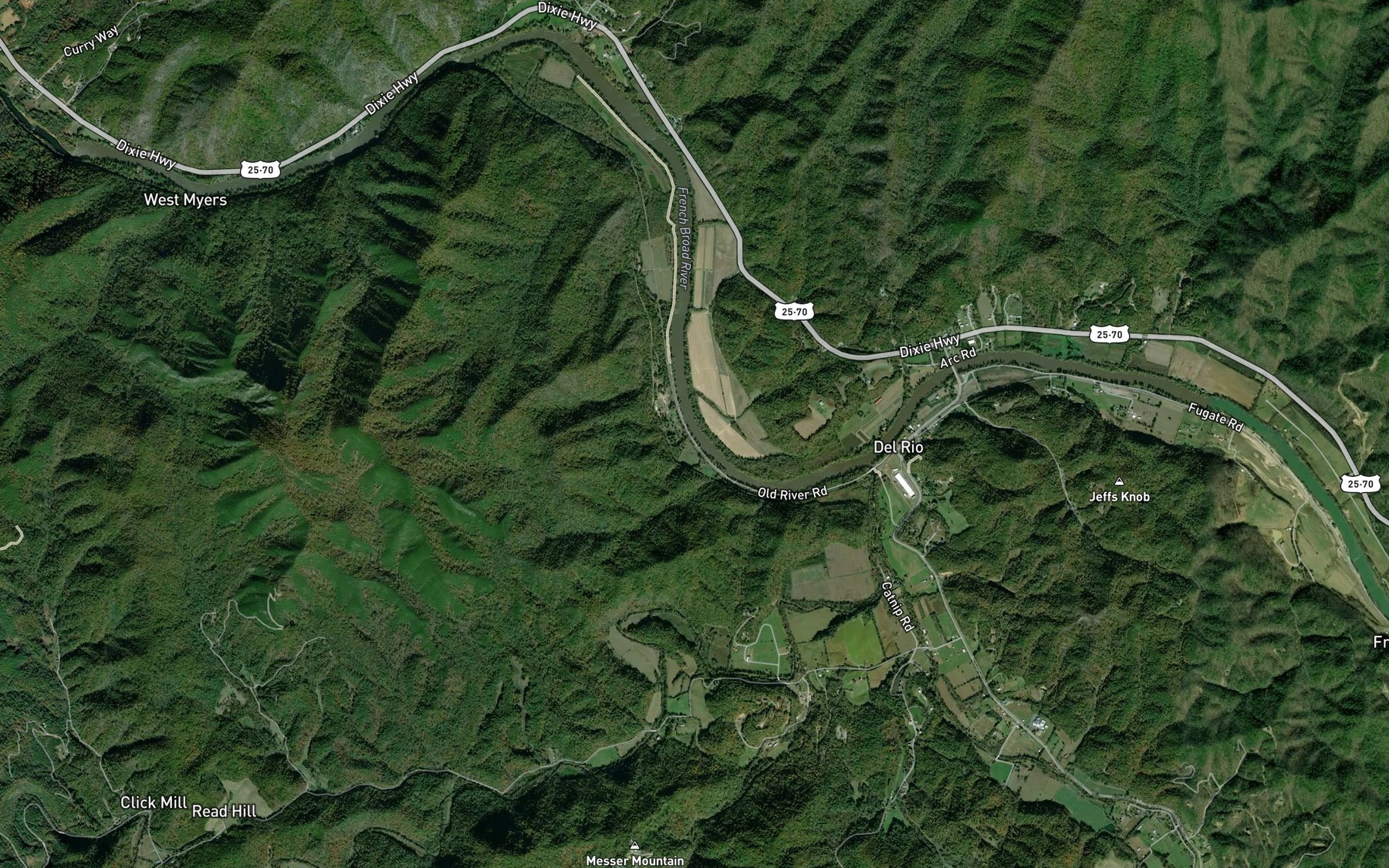 Satellite map of the Shanty Branch