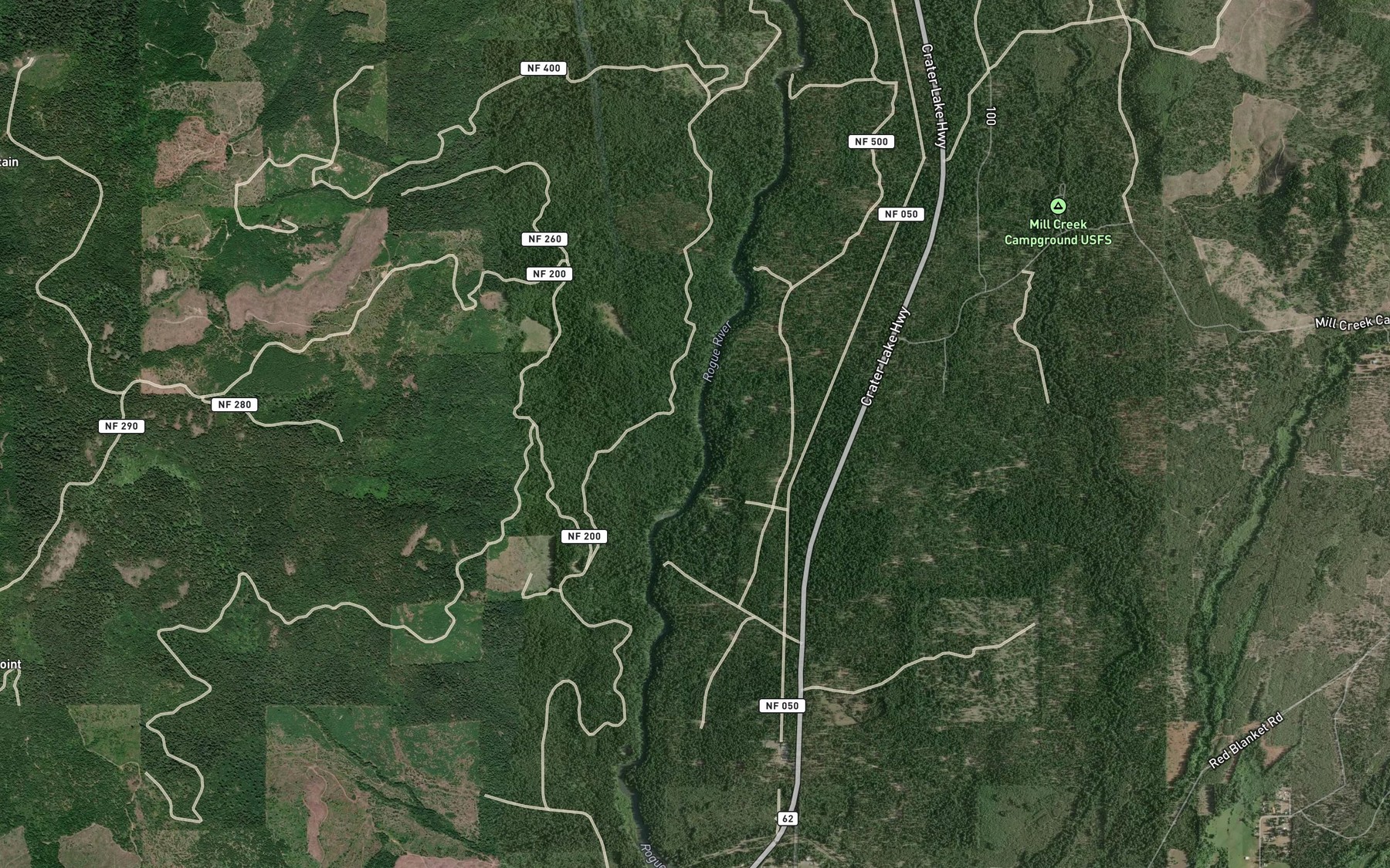 Satellite map of the Graham Creek