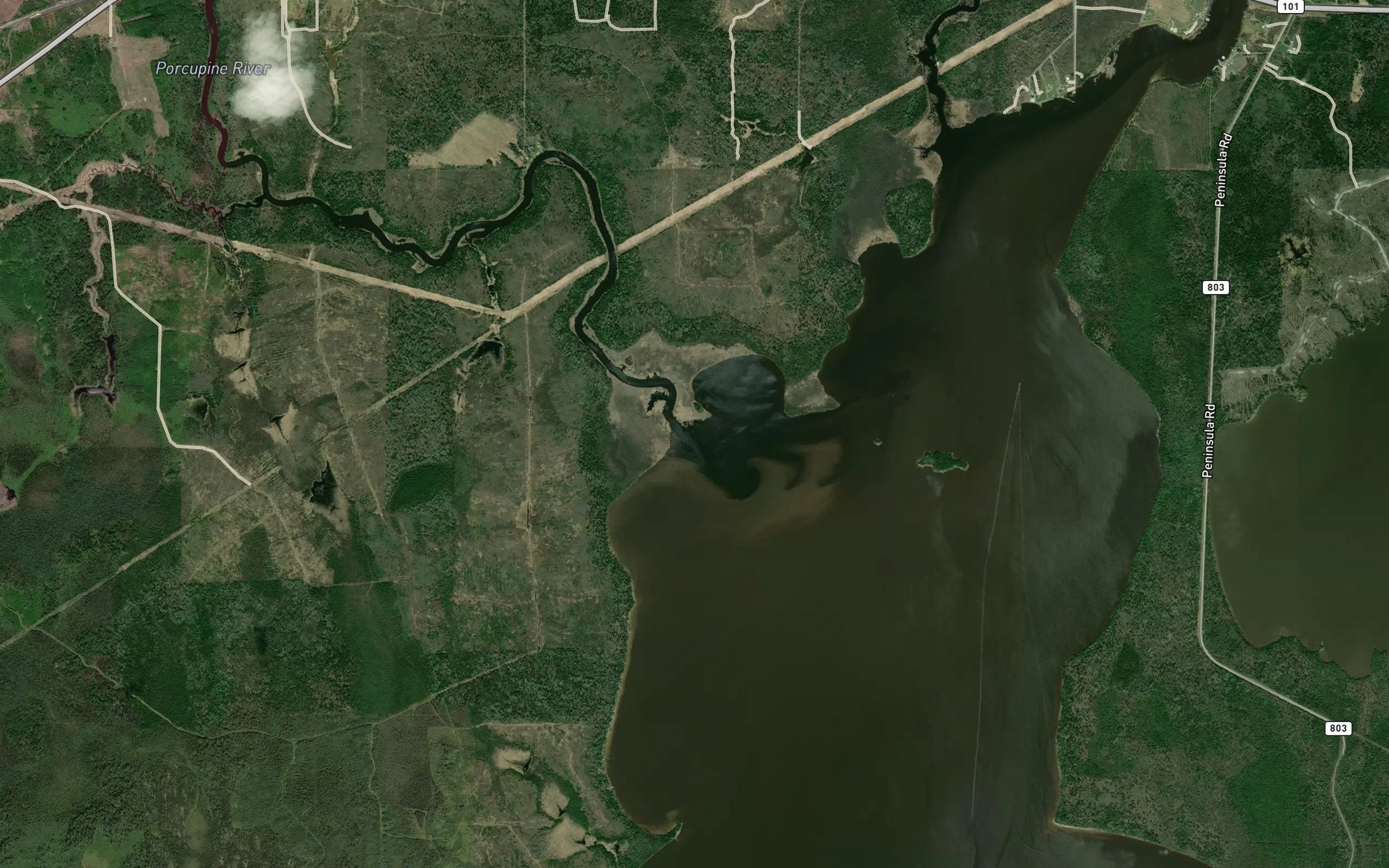 Satellite map of the Porcupine River