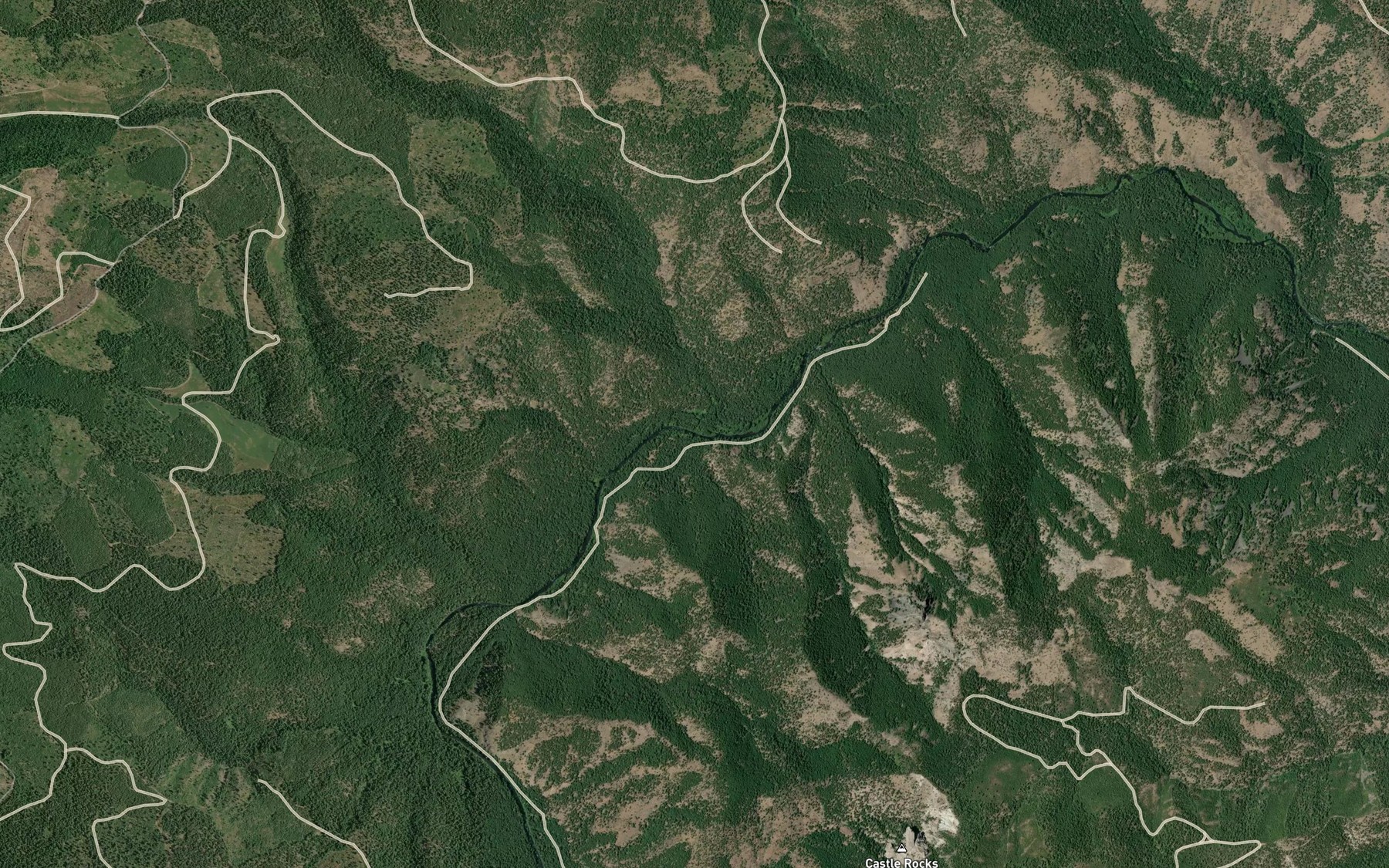Satellite map of the Racing Creek