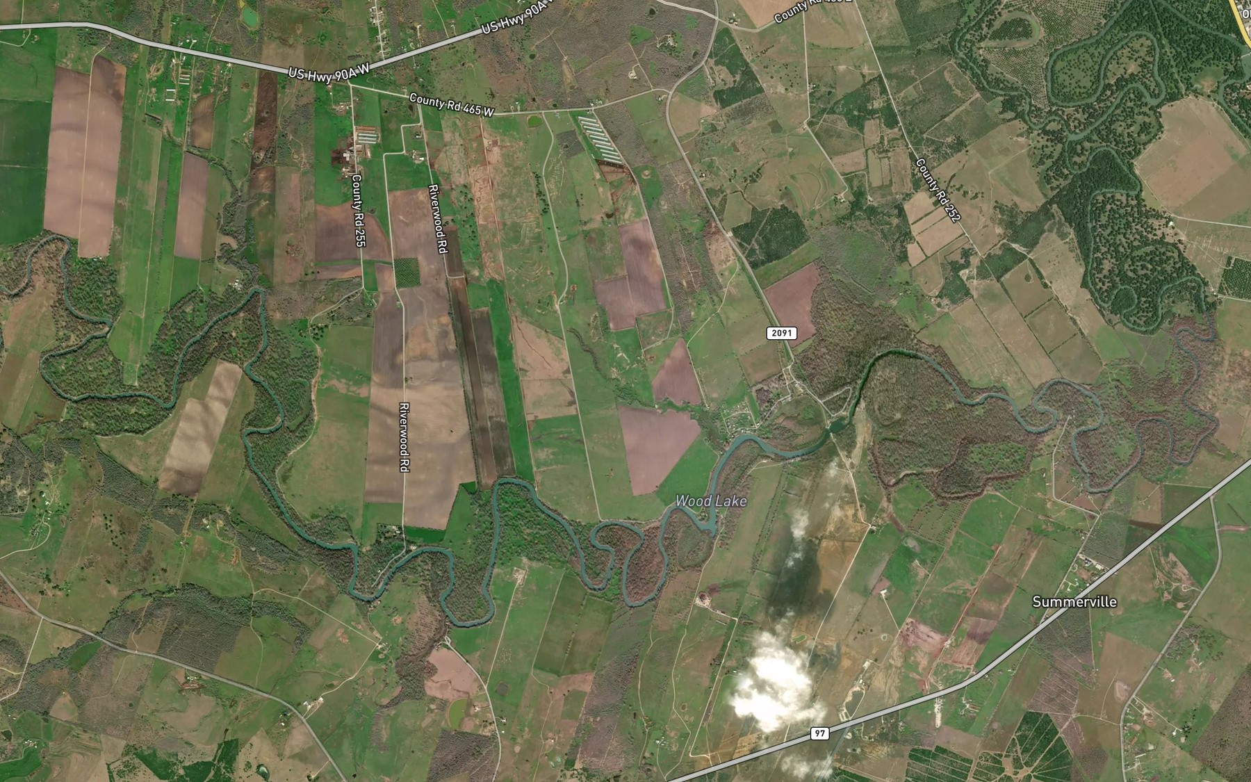 Satellite map of the Pecan Branch