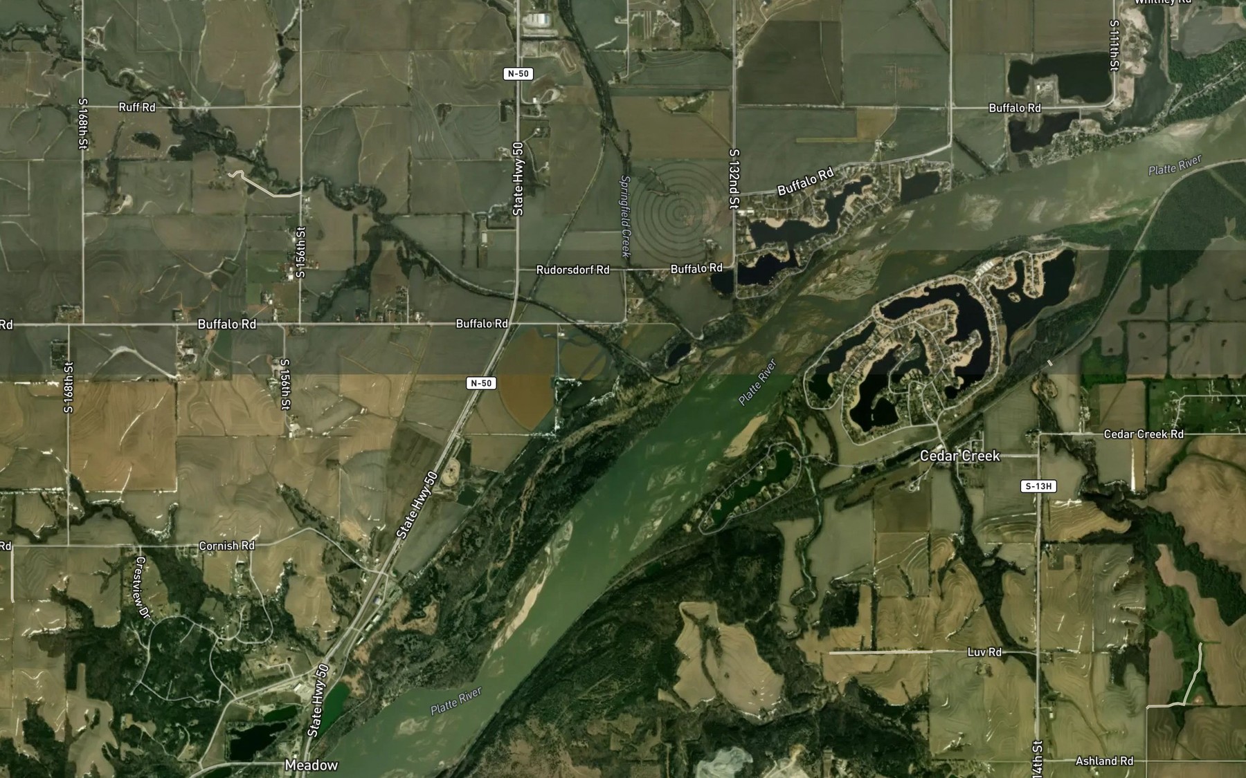 Satellite map of the Buffalo Creek