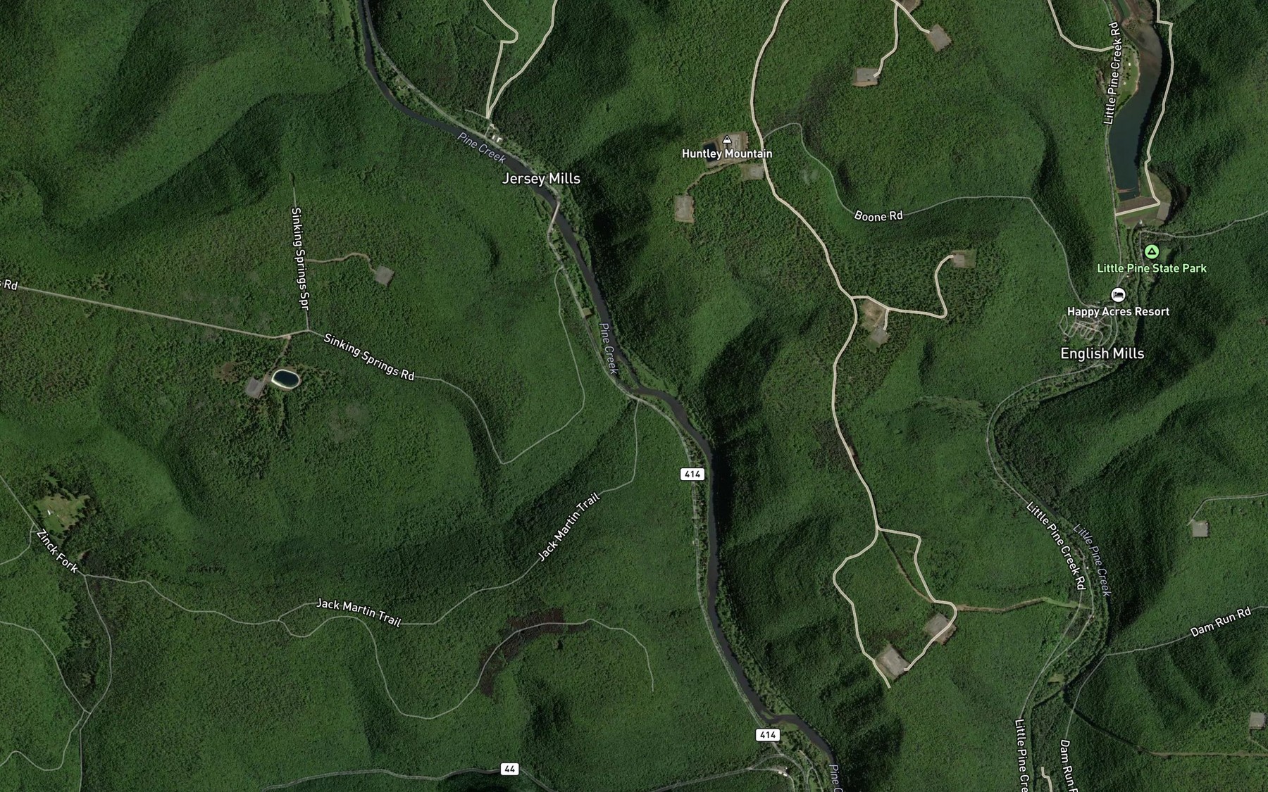 Satellite map of the Browns Run