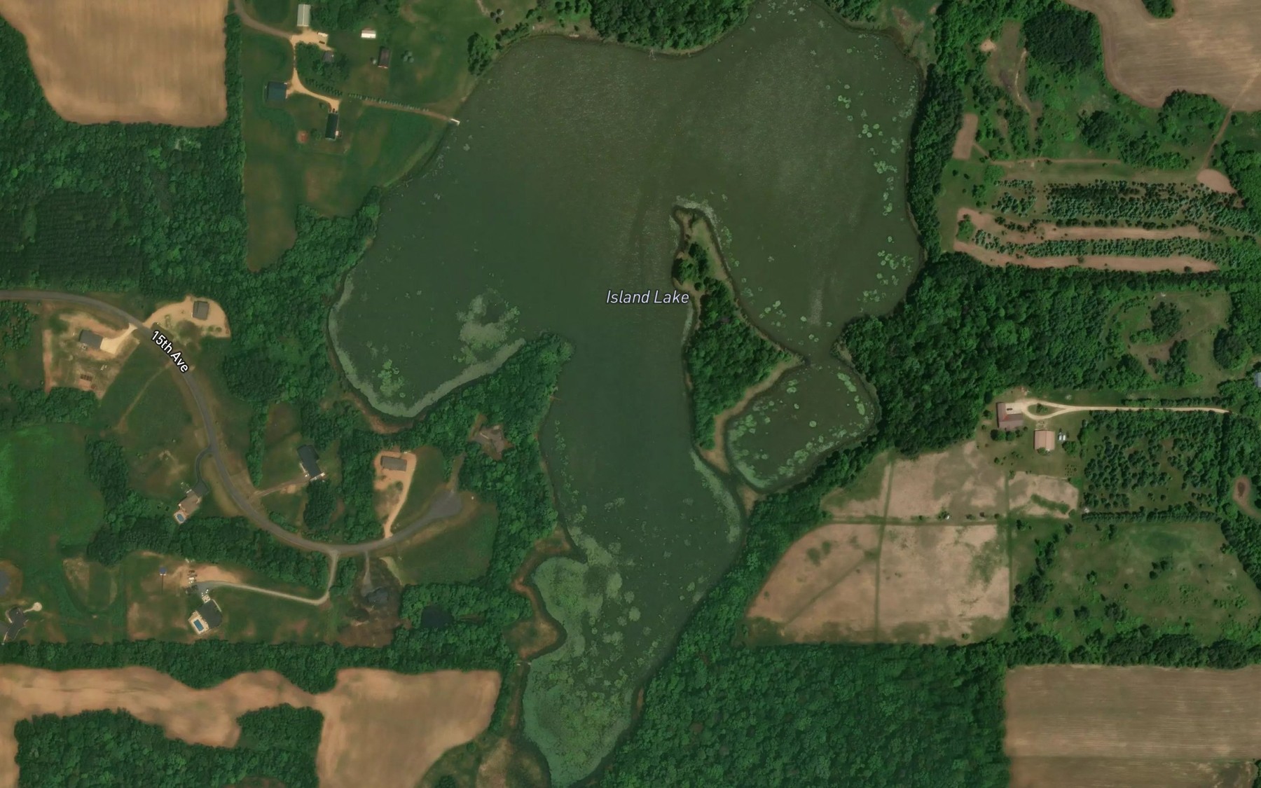 Satellite map of the Island Lake