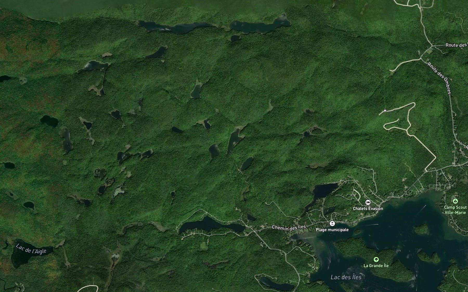 Satellite map of the Lacs a Foin