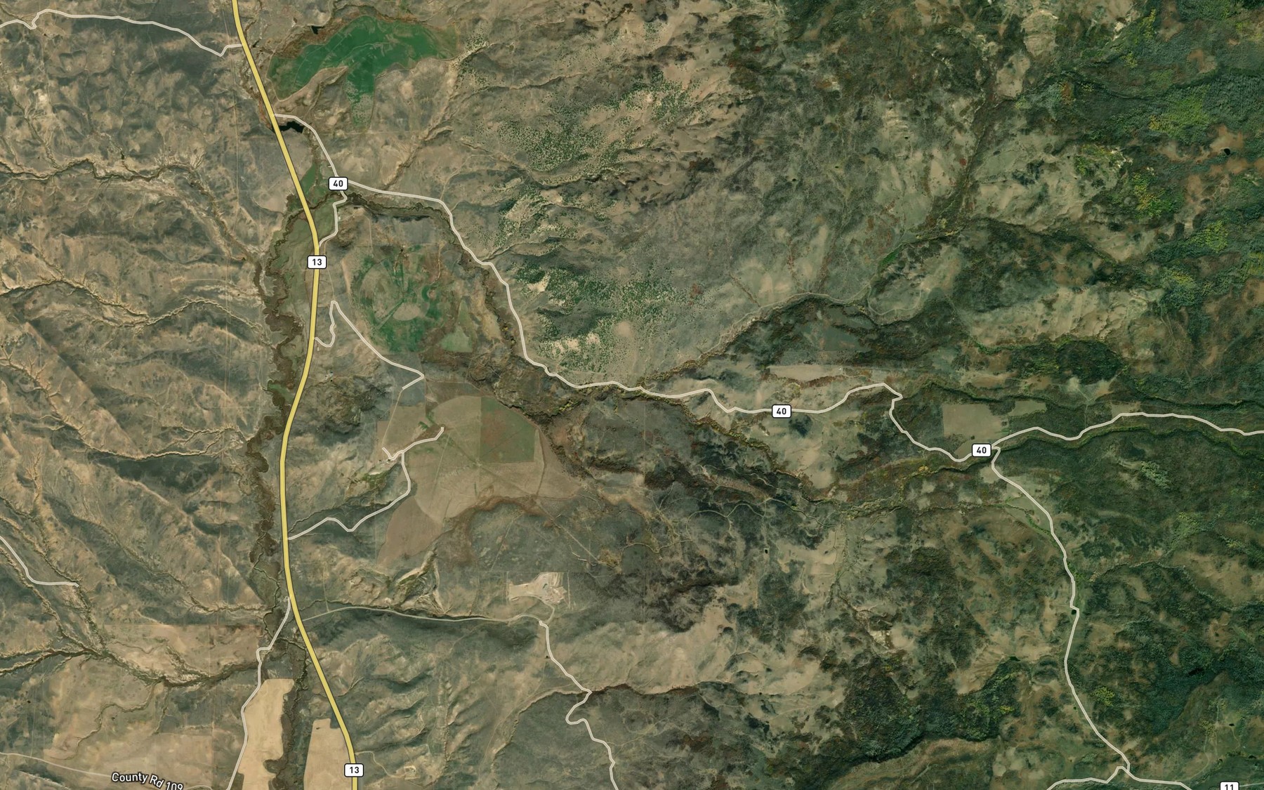 Satellite map of the South Fork Fortification Creek