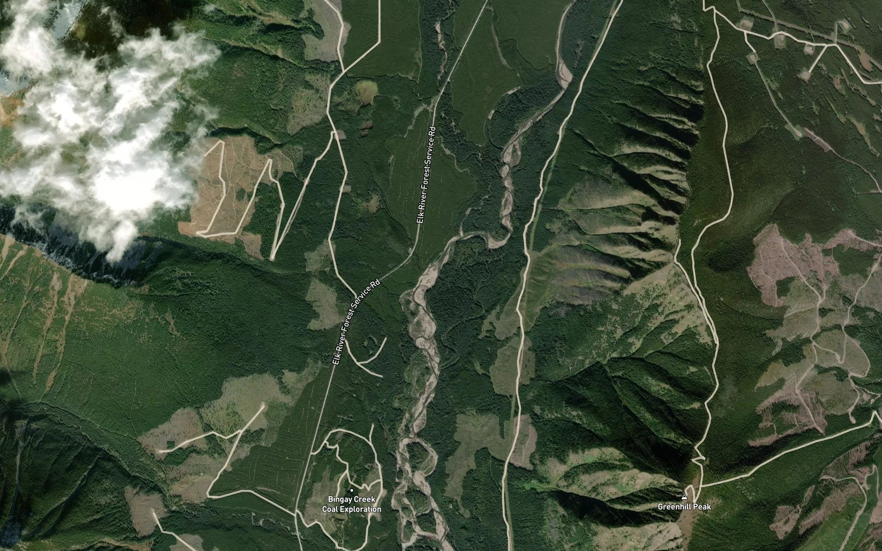 Satellite map of the Hornickel Creek
