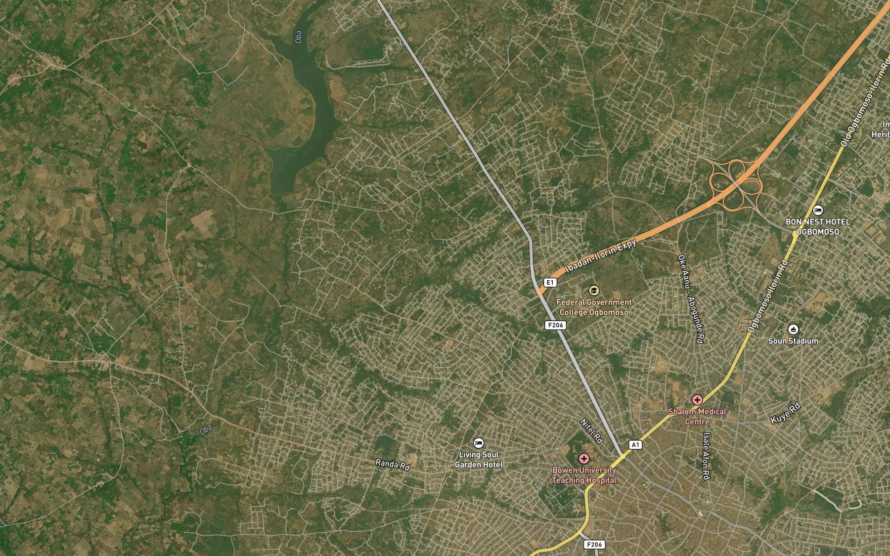 Satellite map of the River Oru