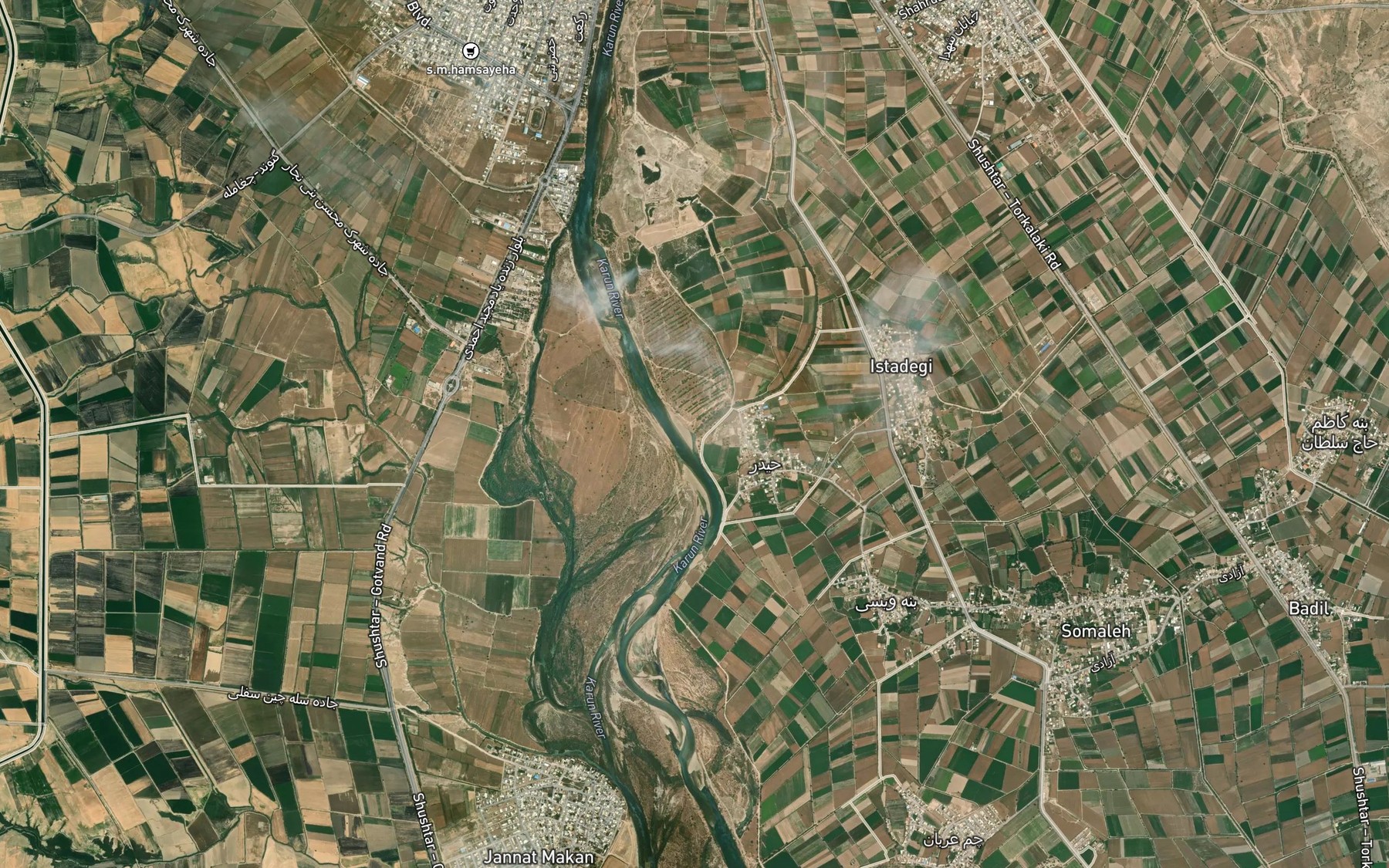Satellite map of the Rudkhaneh-ye Mianab