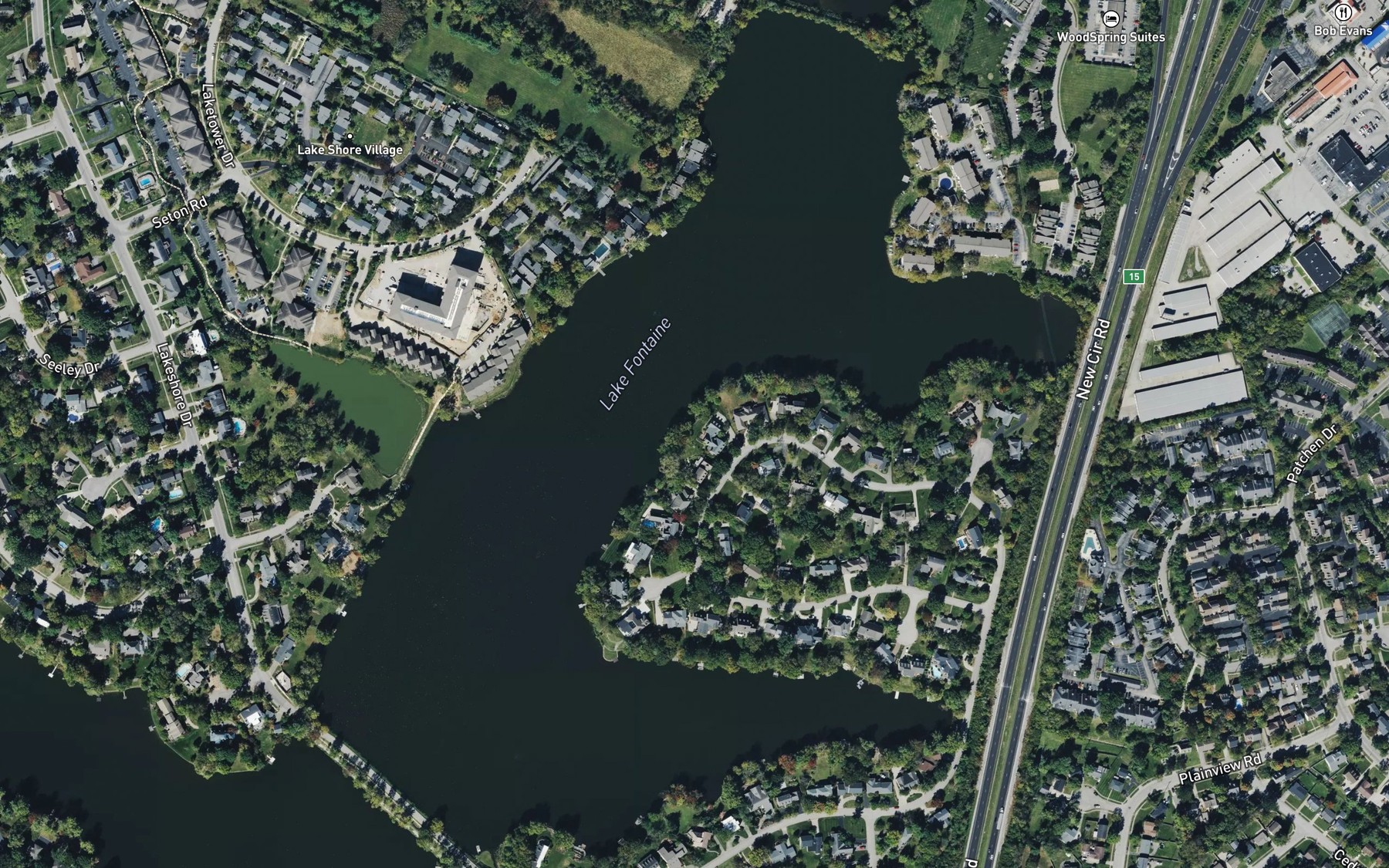 Satellite map of the Lake Fontaine