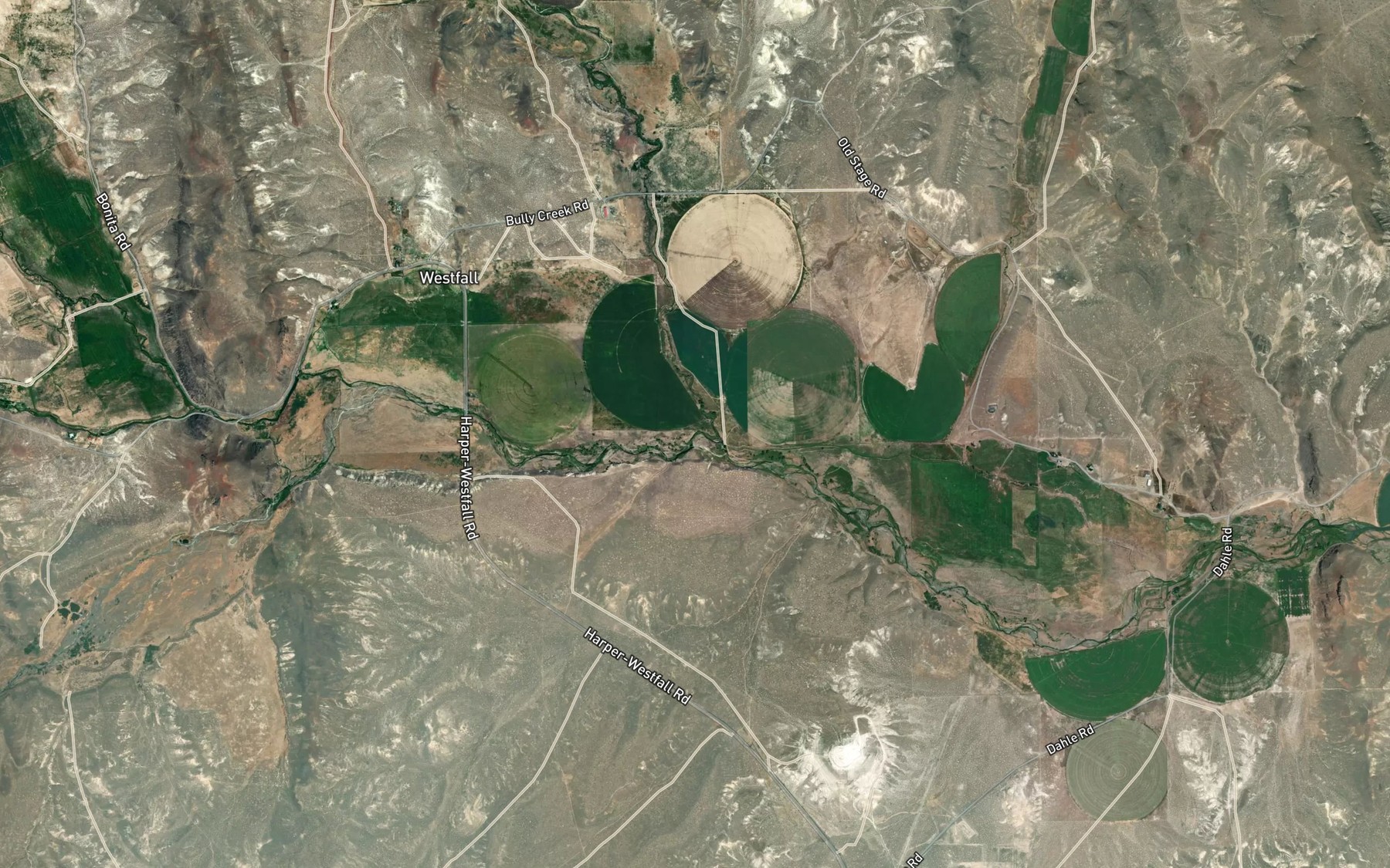 Satellite map of the Clover Creek