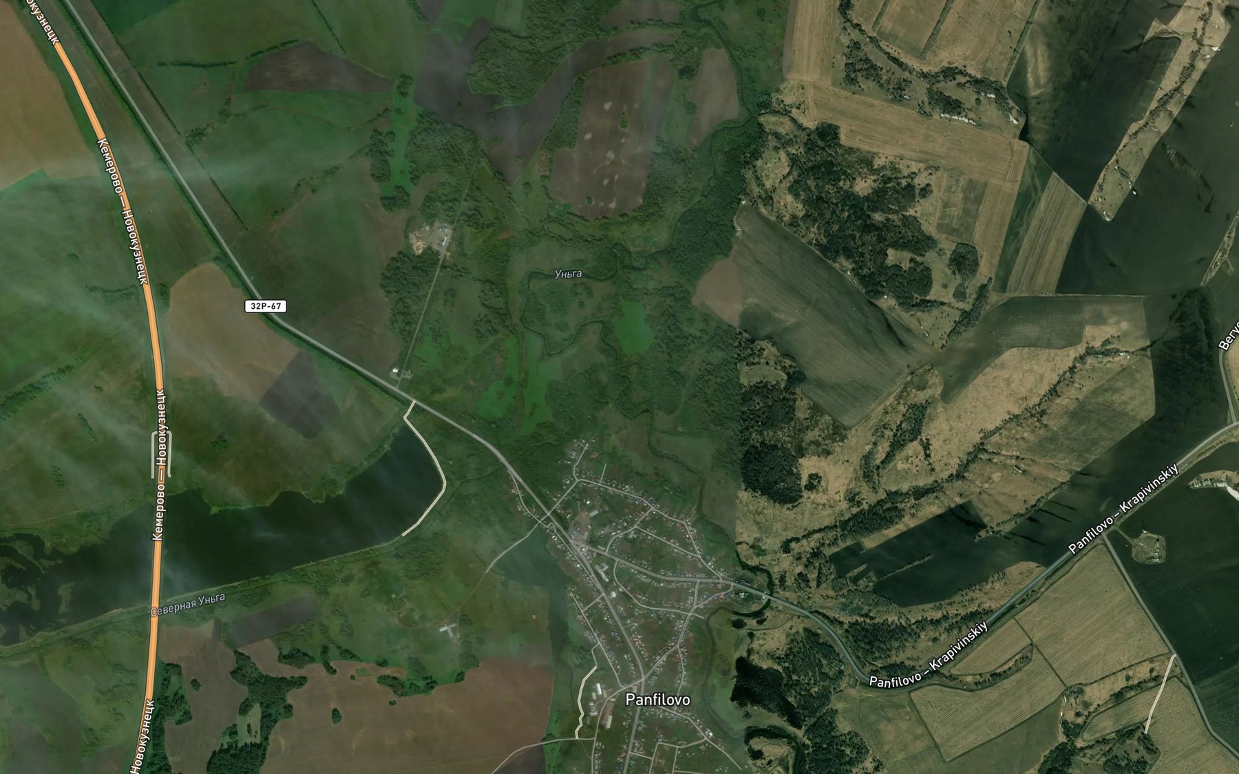 Satellite map of the Severnaya Un'ga