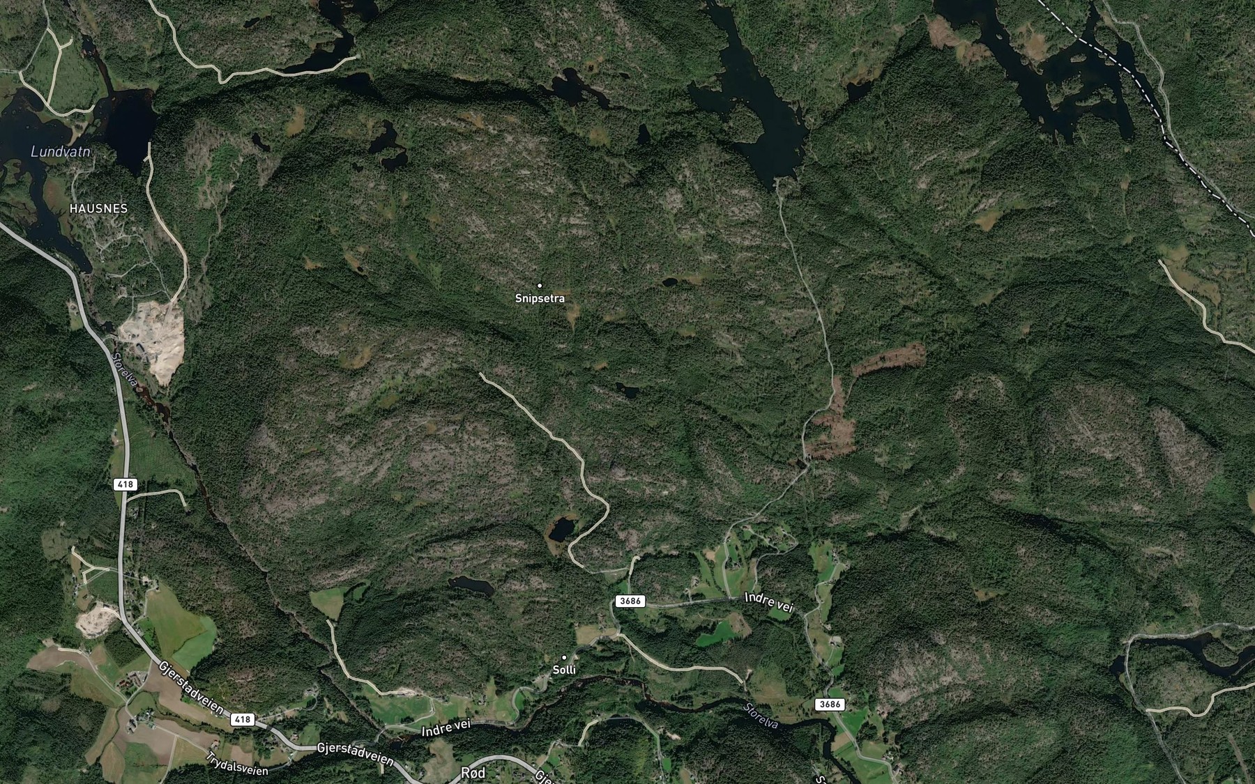 Satellite map of the Nyklebutjenn