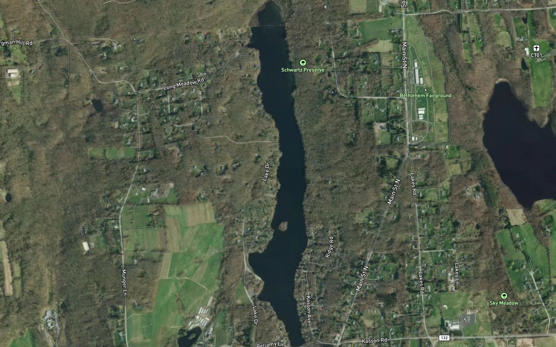 Satellite map of the Long Meadow Pond