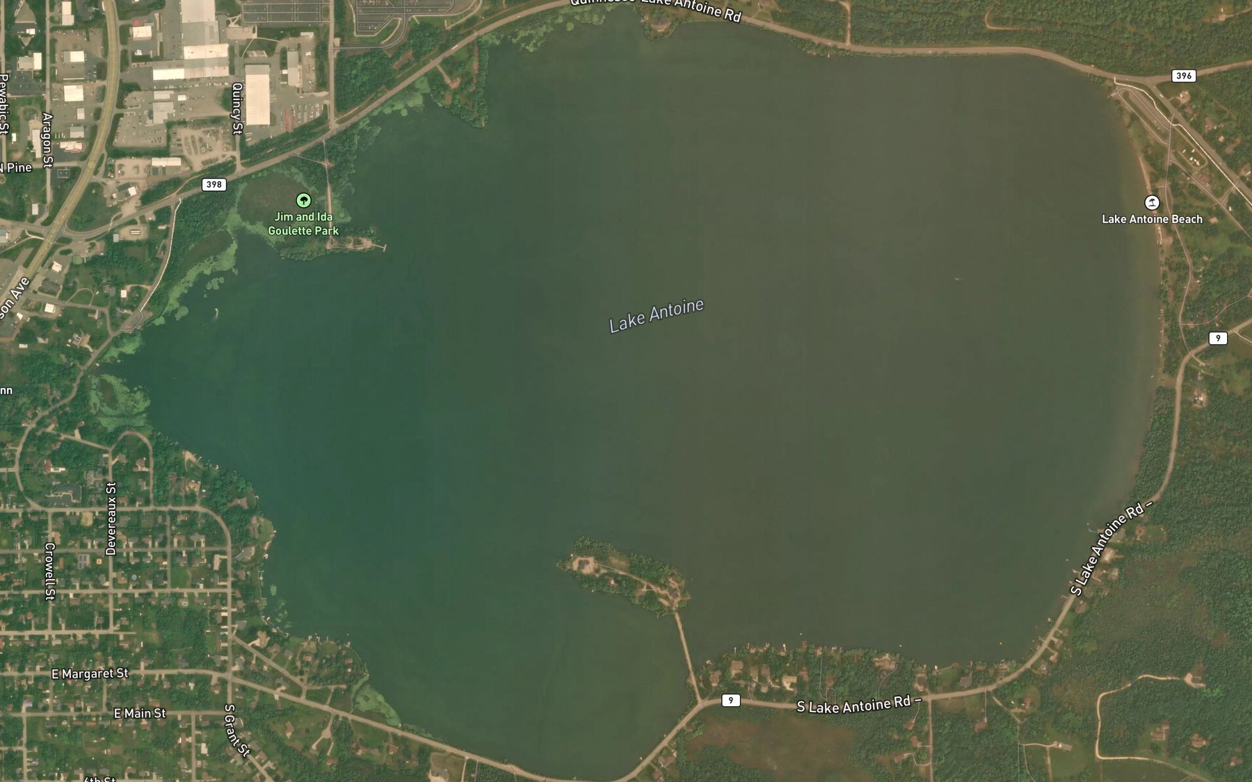 Satellite map of the Lake Antoine