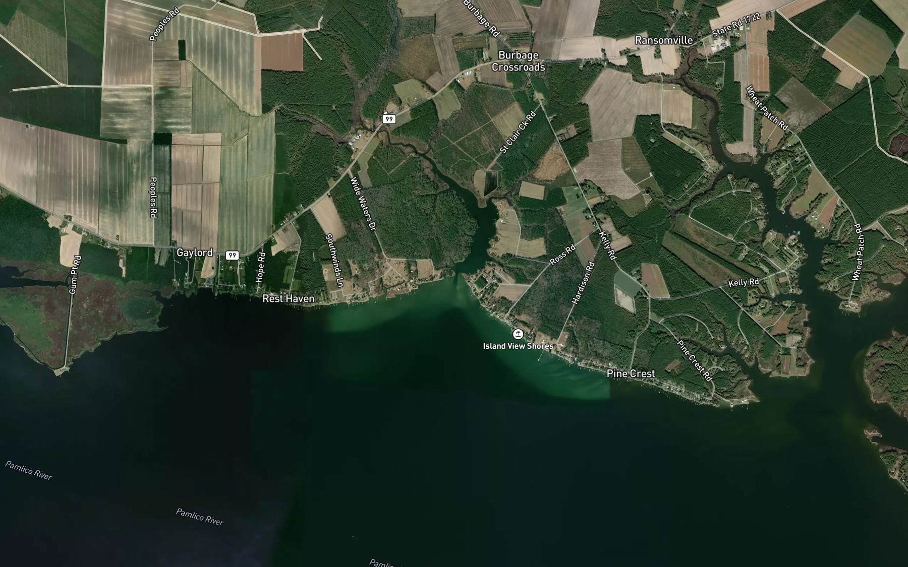 Satellite map of the Saint Clair Creek