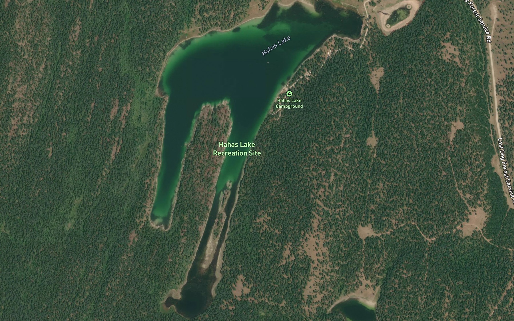 Satellite map of the Hahas Lake