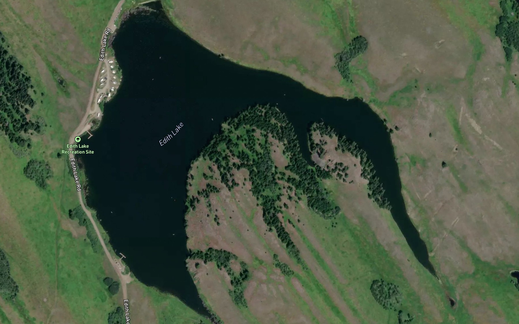 Satellite map of the Edith Lake