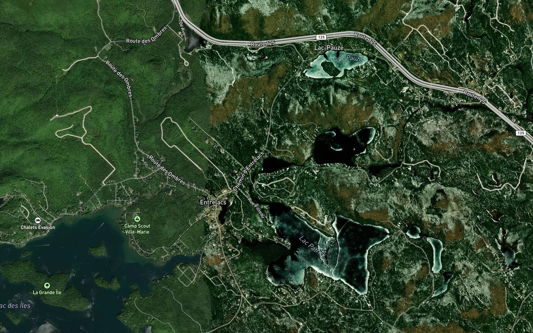 Satellite map of the Lac Drummond
