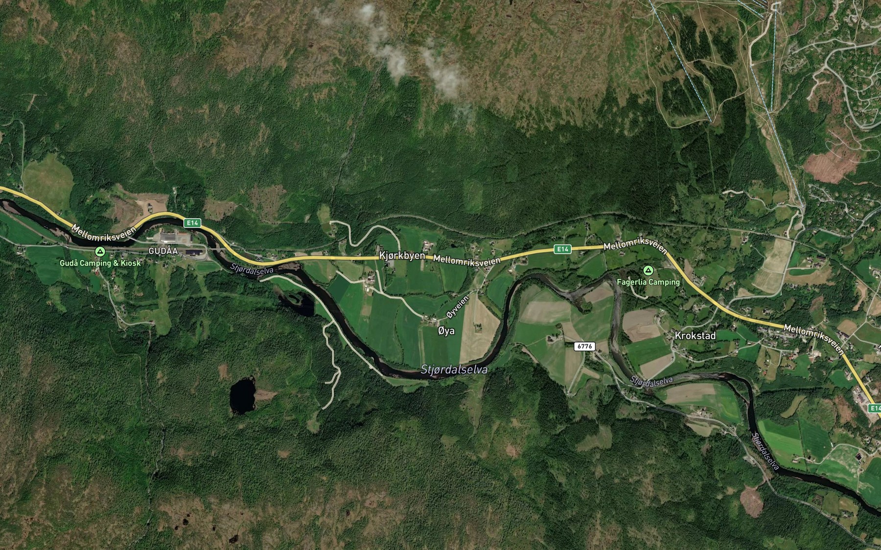 Satellite map of the Kjorkbybekken