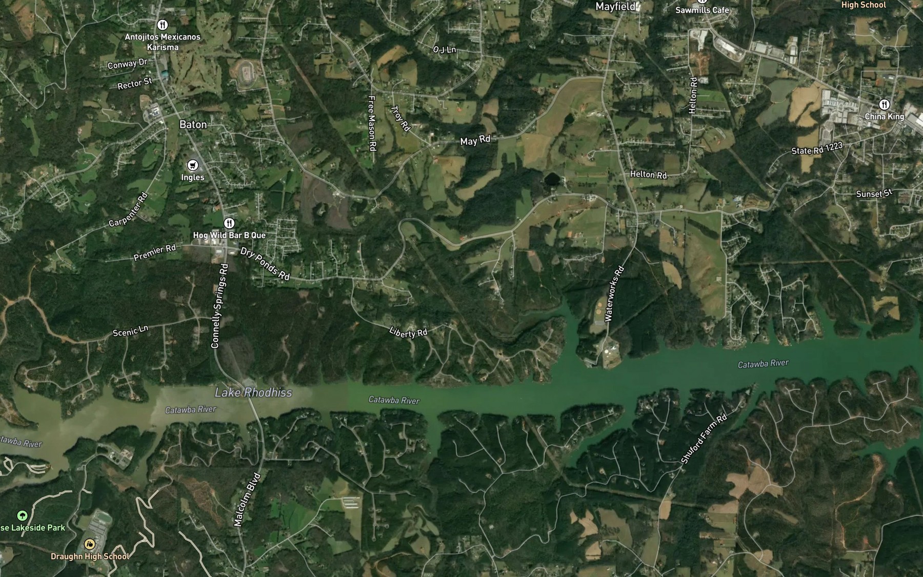 Satellite map of the Freemason Creek